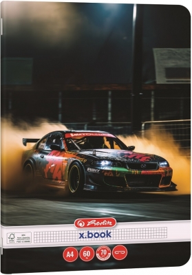 Caiet Herlitz A4, 60 file, patratele, motiv Race cars, diverse modele